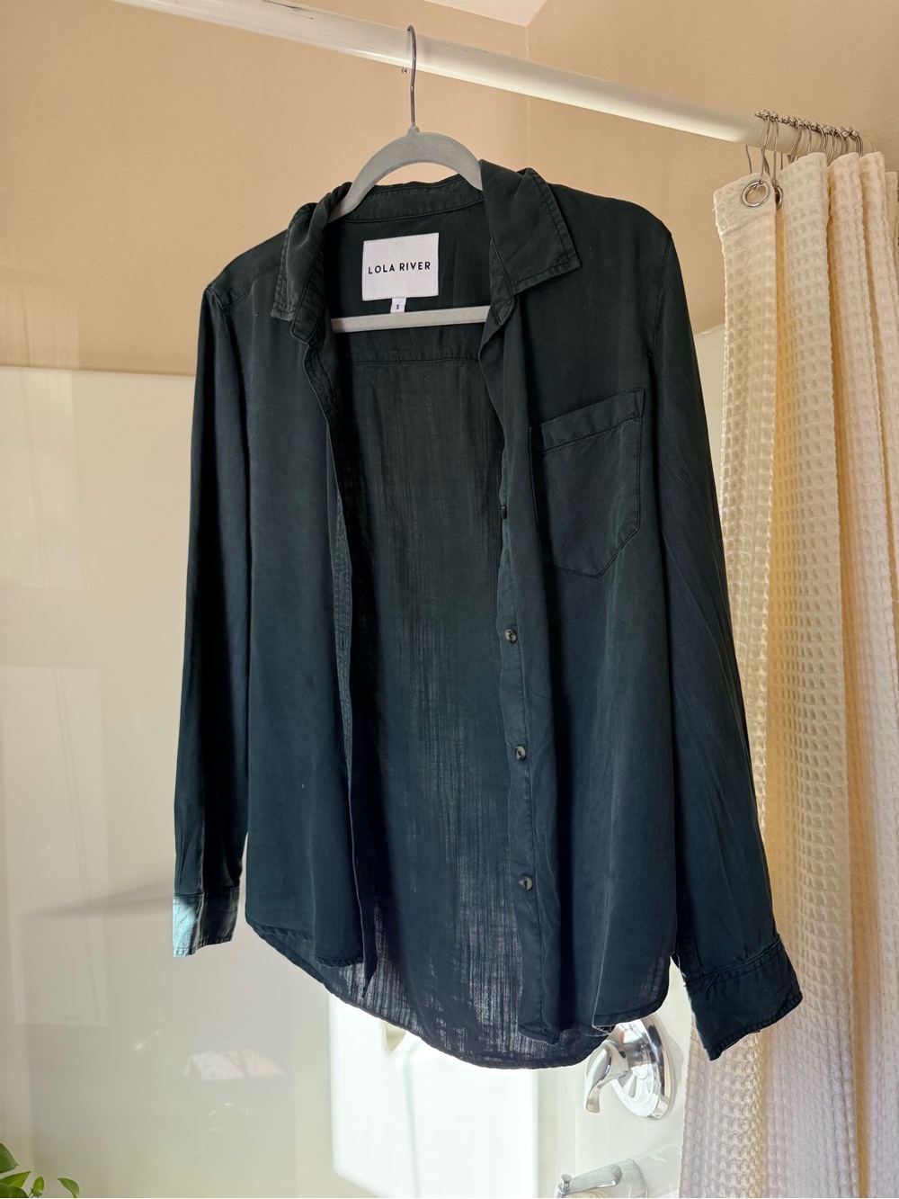Women’s dark green button down